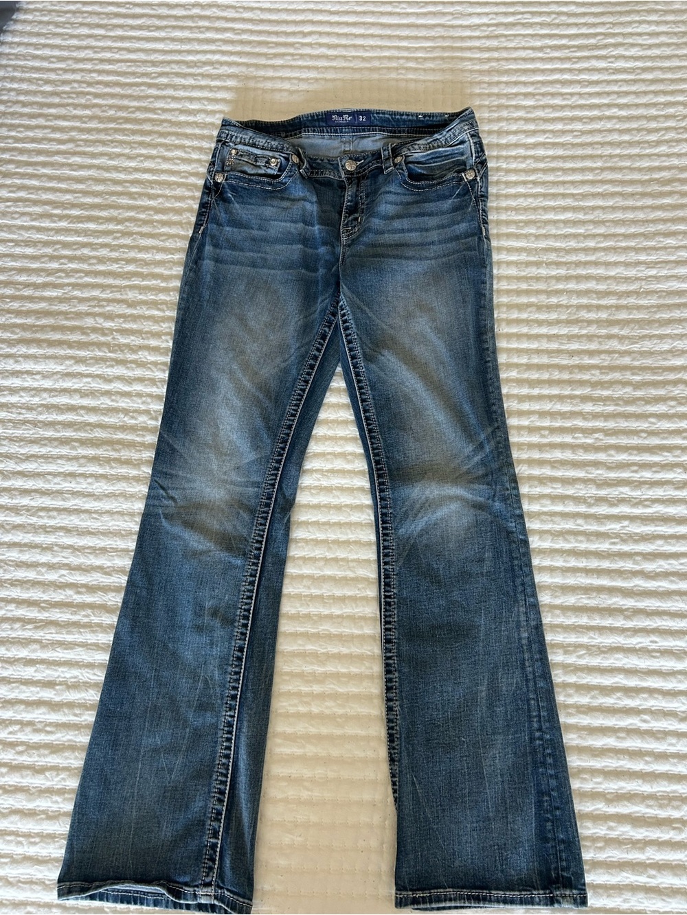 Miss Me Blue Embroidered Boot Cut Jeans 32 X 34 - Picture 4 of 6